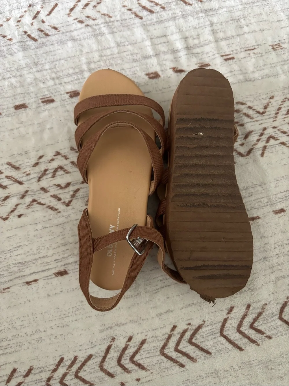 Girls’ Old Navy Brown Multi-Strap Ankle Buckle Wedge Sandals